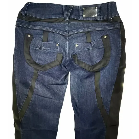 Rare VTG Apple Bottoms Side Panel Tuxedo Jeans McBling Era Nelly Y2K SZ 32”x33” - Picture 3 of 16